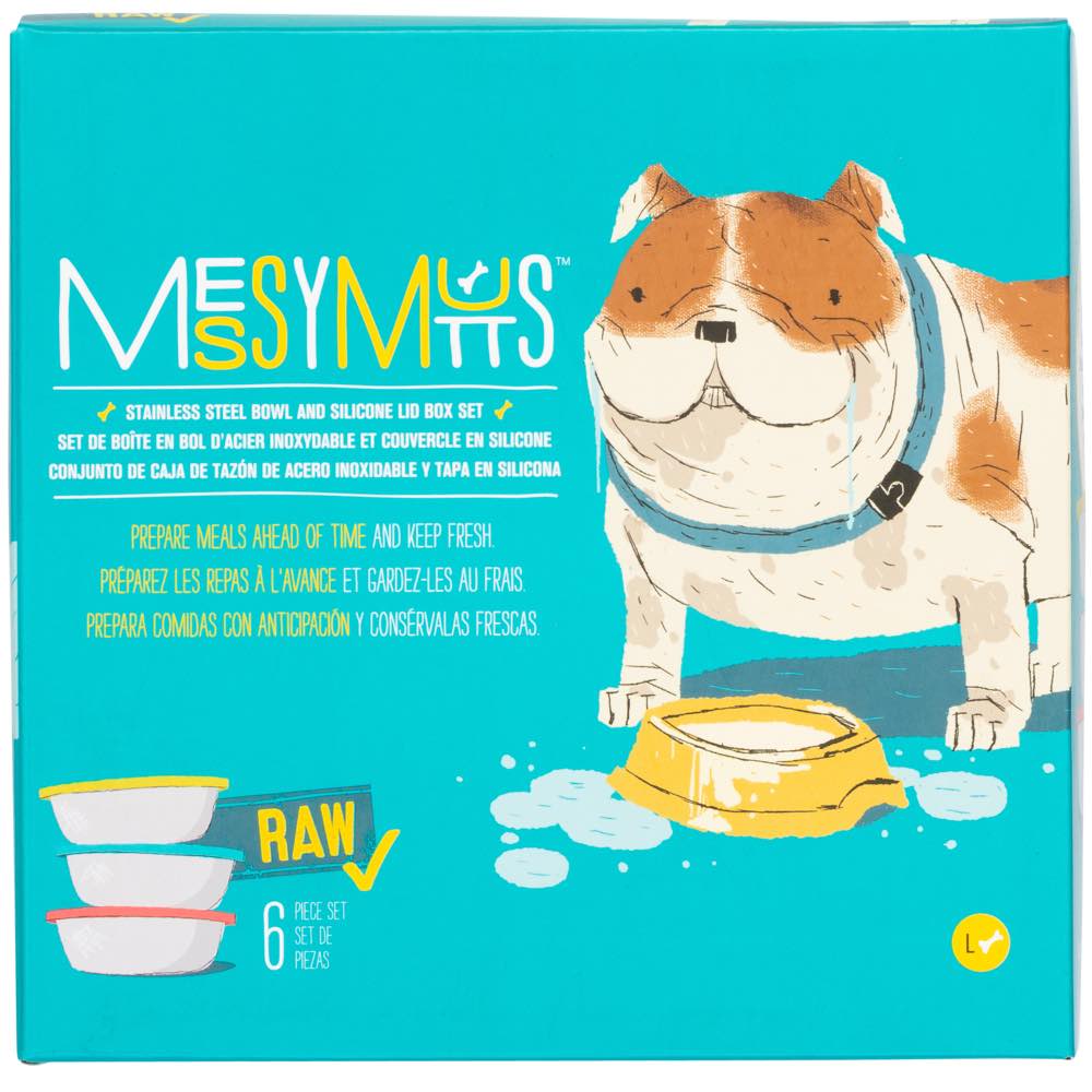 Messy Mutts 6-Piece Set | Three Stainless Steel Bowls and Three Colorful  Silicone Lids | Sealable Travel Containers | Portable Food/Water Dishes for