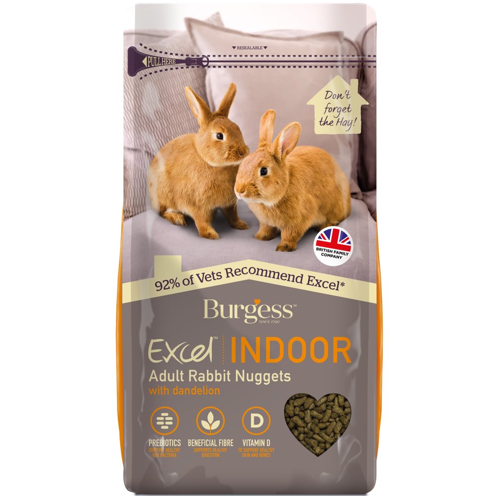 Burgess Excel Indoor Adult Rabbit Nuggets Rabbit Pellet Food 1.5kg Kohepets