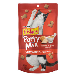 Friskies Party Mix Gravy-licious Crunch Chicken & Gravy Cat Treats 60g