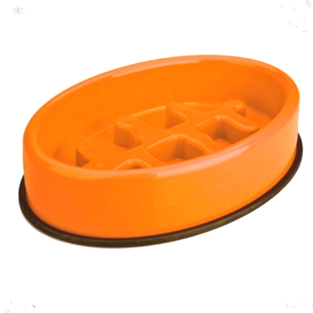 M-Pets Fishbone Slow Feed Oval Dog Bowl - Kohepets