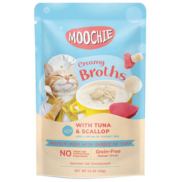 Moochie Creamy Broths With Tuna & Scallop Grain-Free Pouch Cat Food 40g x 16