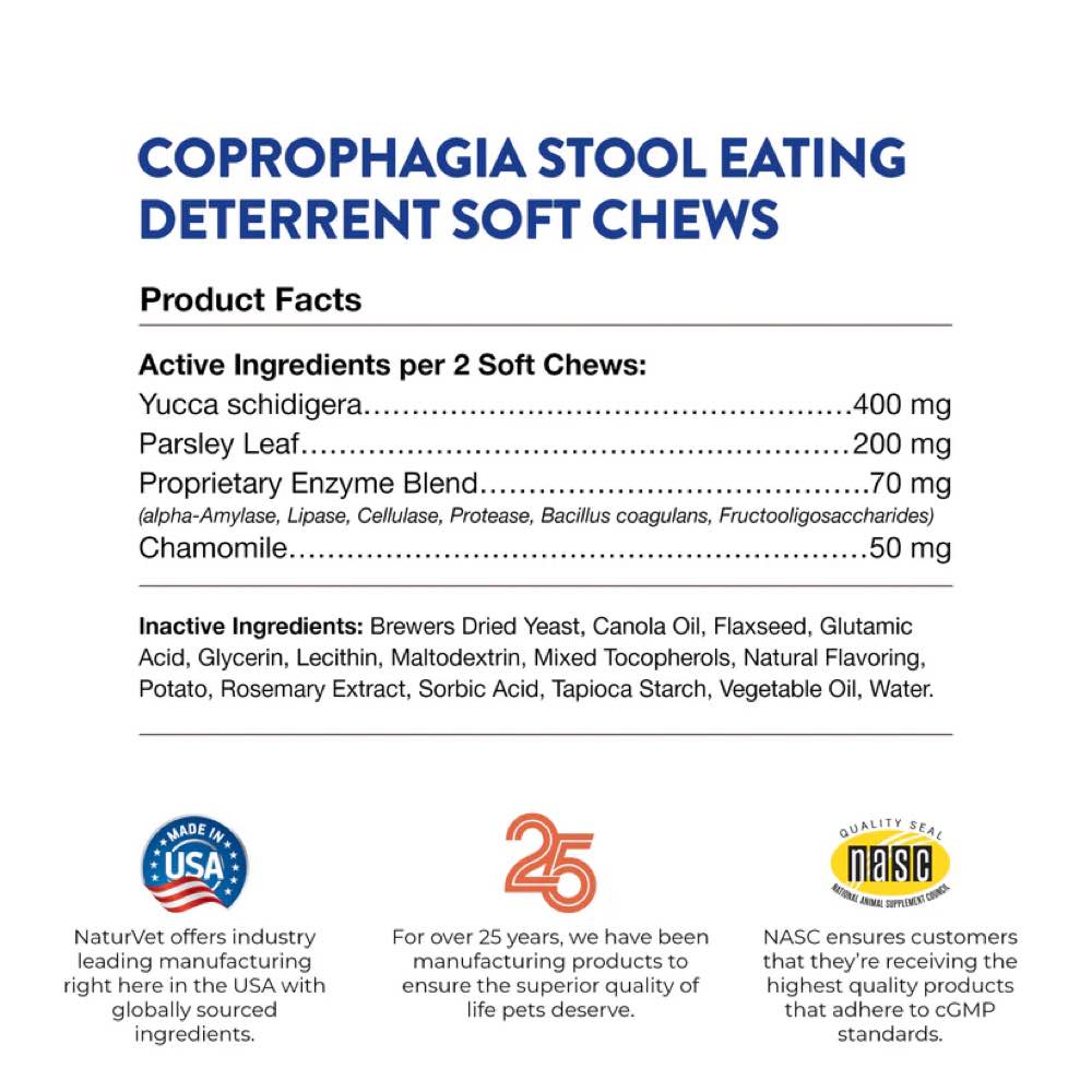 15% OFF: NaturVet Coprophagia Stool Eating Deterrent Soft Chew Supplement For Dogs 70 count