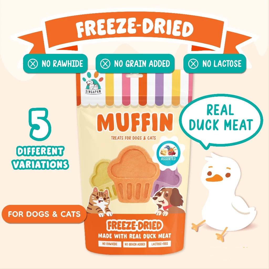 SingAPaw Muffin Duck Grain-Free Freeze-Dried Treats For Cats & Dogs 100g