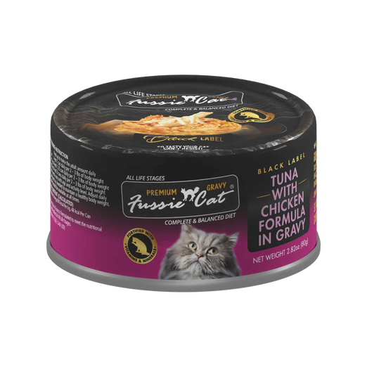 Fussie Cat Premium Tuna With Chicken In Gravy Grain-Free Canned Cat Food 80g