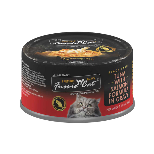 Fussie Cat Premium Tuna With Salmon In Gravy Grain-Free Canned Cat Food 80g