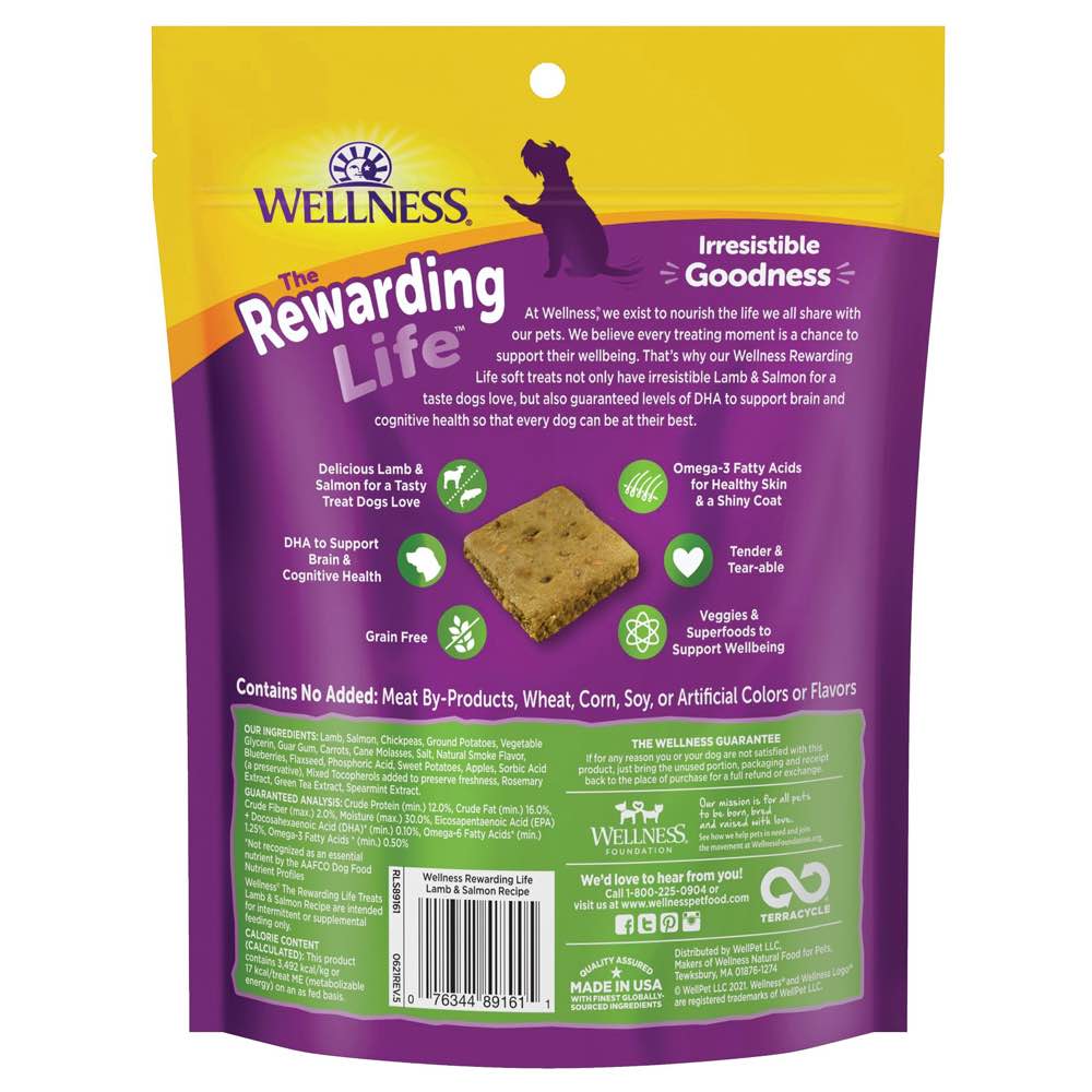 20% OFF: Wellness Rewarding Life (WellBites) Lamb & Salmon Recipe Grain Free Dog Treats 6oz