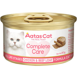 Aatas Cat Complete Care Chicken & Beef Loaf Canned Cat Food 80g