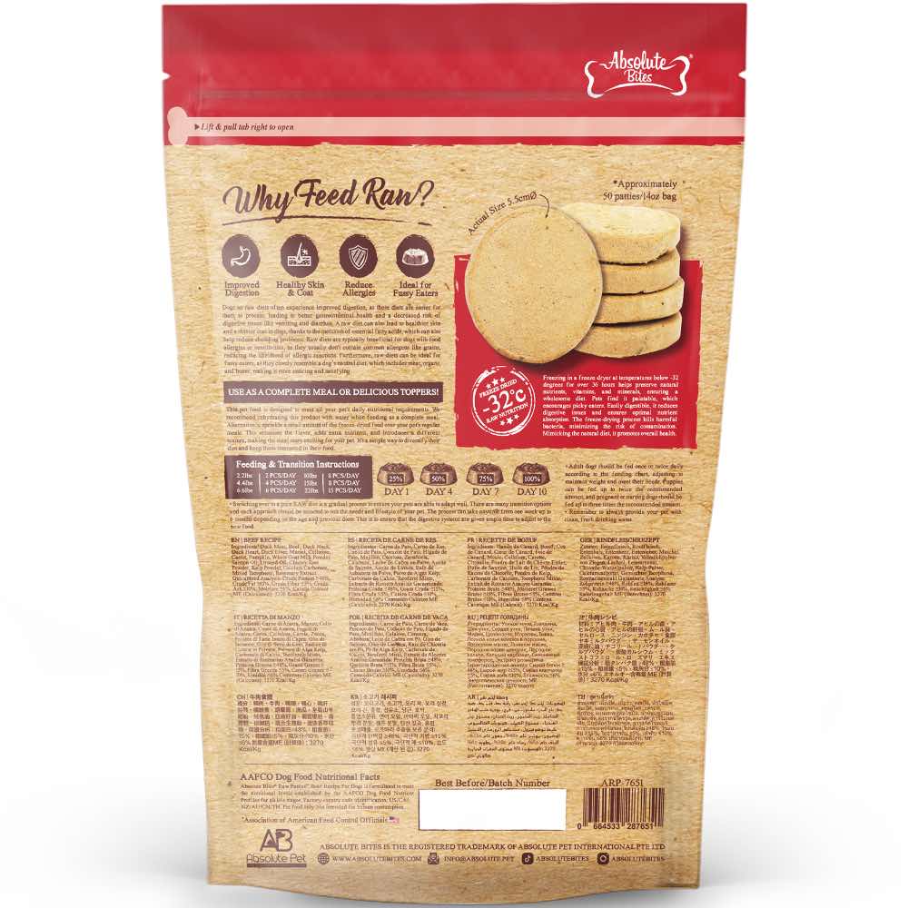 37% OFF: Absolute Bites Beef Grain-Free Freeze-Dried Raw Dog Food 14oz