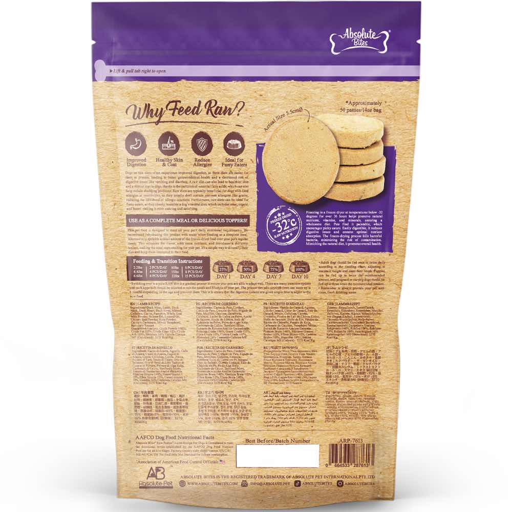 37% OFF: Absolute Bites Lamb Grain-Free Freeze-Dried Raw Dog Food 14oz