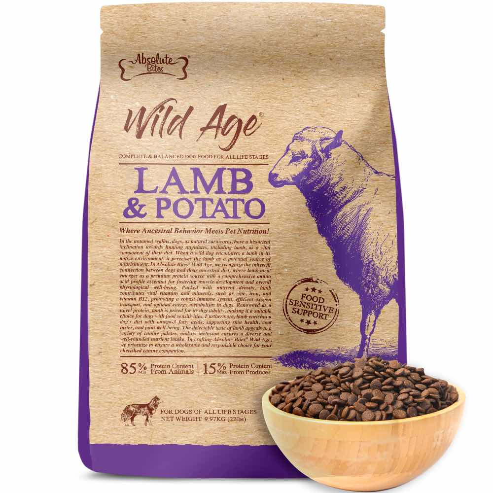 34% OFF+FREE Wipes: Absolute Bites Wild Age Lamb & Potato Dry Dog Food