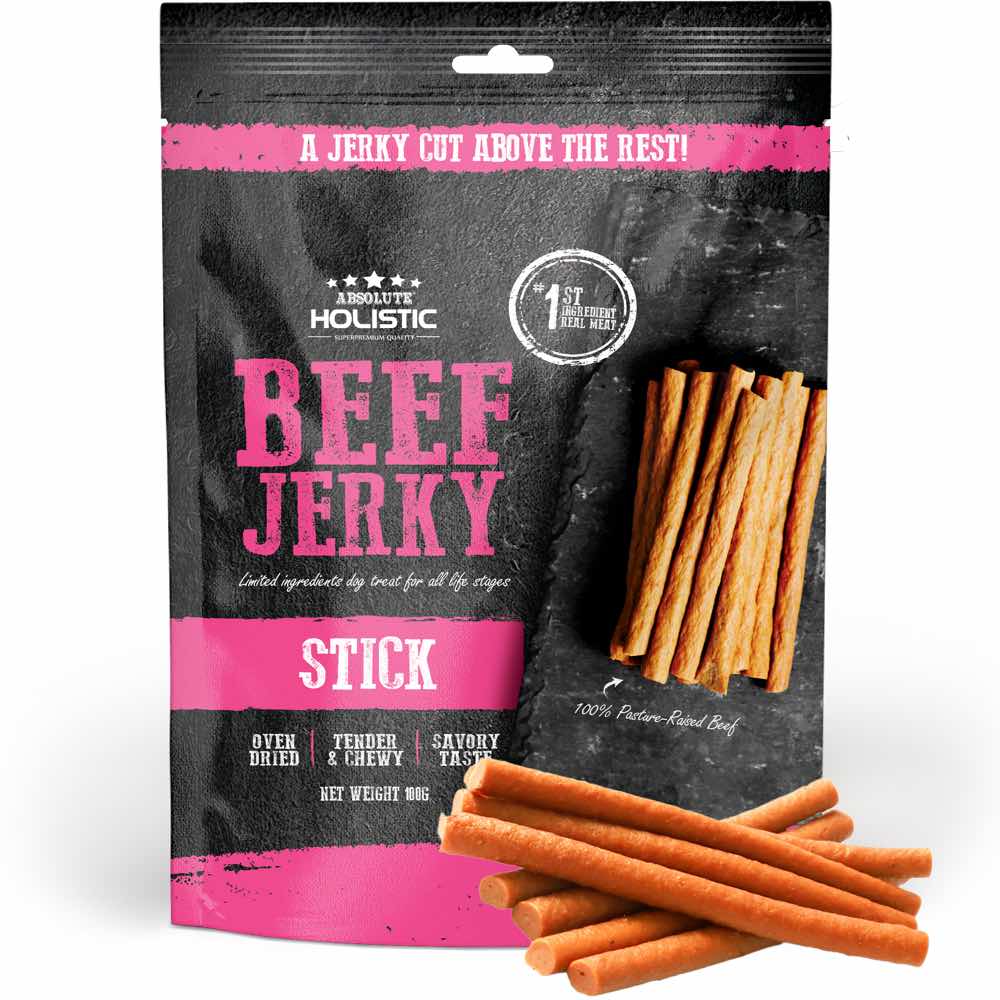 20% OFF: Absolute Holistic Beef Jerky Stick Dog Treats 100g