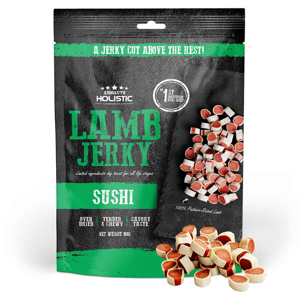 20% OFF: Absolute Holistic Lamb & Whitefish Sushi Grain Free Dog Treat 100g