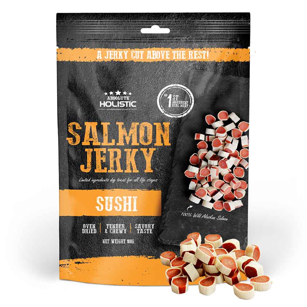 20% OFF: Absolute Holistic Salmon & WhiteFish Sushi Grain Free Dog Treat 100g