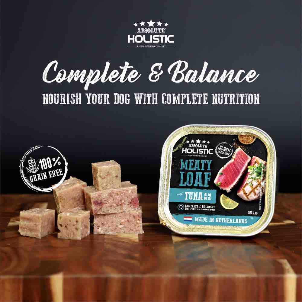 $1 ONLY: Absolute Holistic Tuna Complete & Balanced Meaty Loaf Wet Tray Dog Food 100g