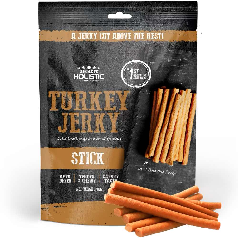 20% OFF: Absolute Holistic Turkey Jerky Stick Dog Treats 100g