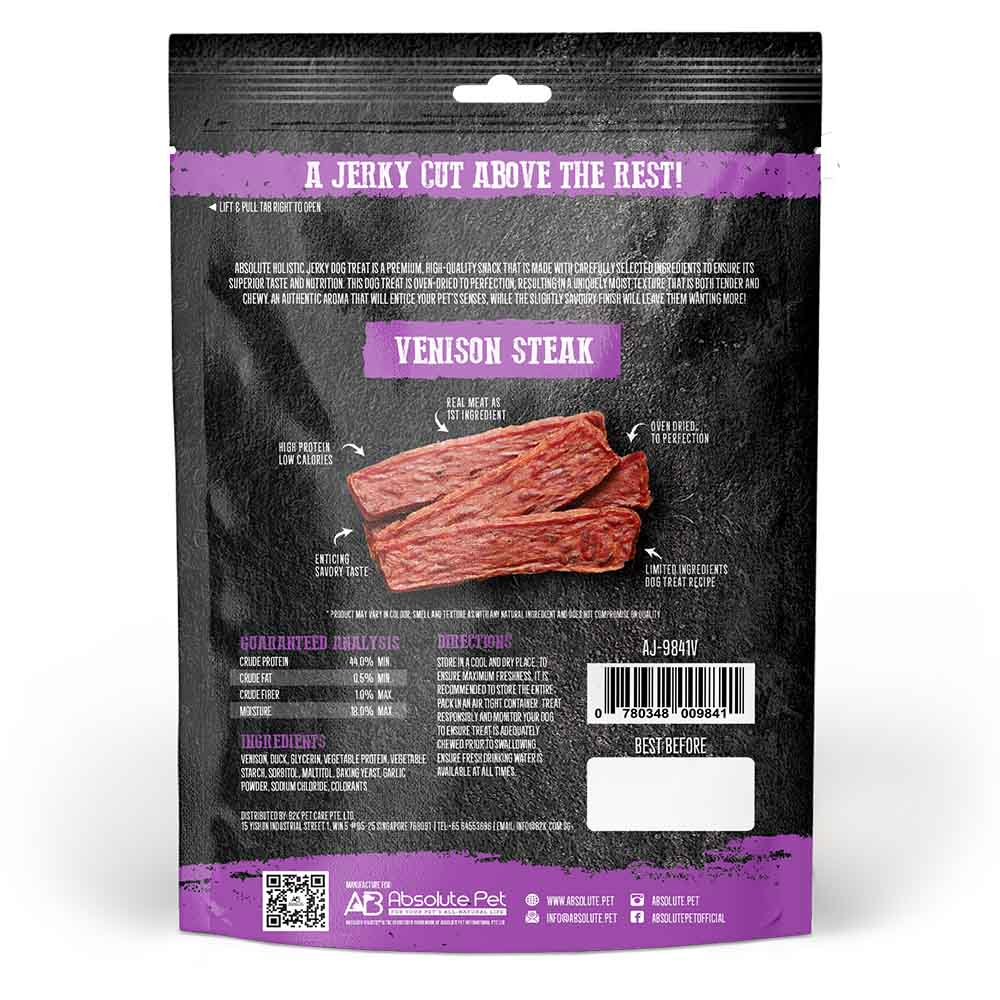 20% OFF: Absolute Holistic Venison Steak Grain Free Dog Treats 100g