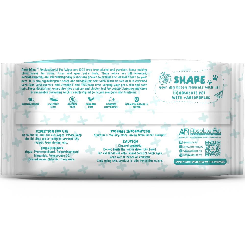 4 FOR $15: Absorb Plus Antibacterial Coconut Scented Pet Wipes 80ct