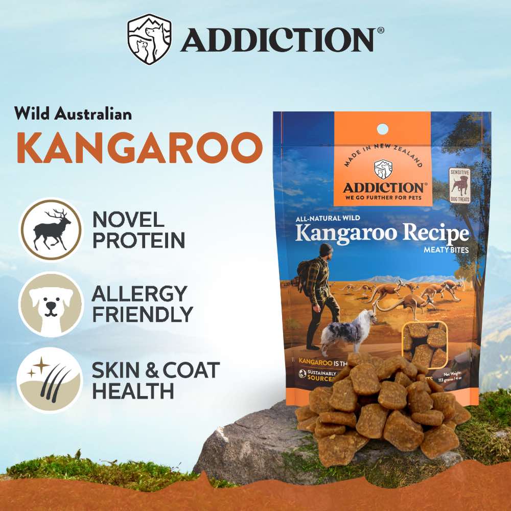 20% OFF: Addiction Meaty Bites Kangaroo Grain-Free Dog Treats 4oz