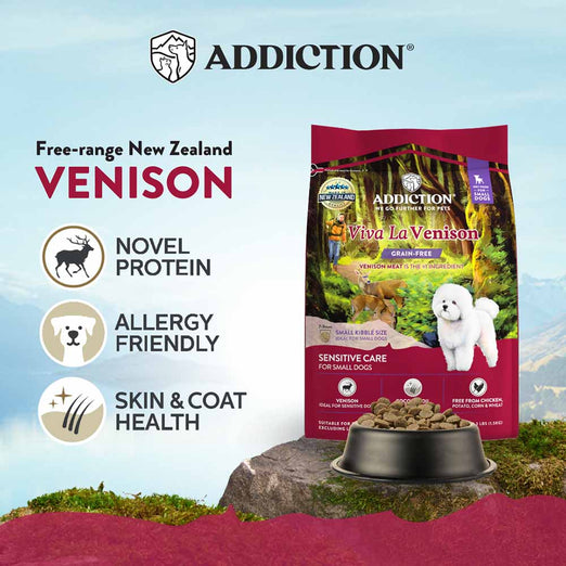 'EXCLUSIVE LAUNCH': Addiction Viva La Venison Grain-Free Small Breed Dry Dog Food 1.5kg