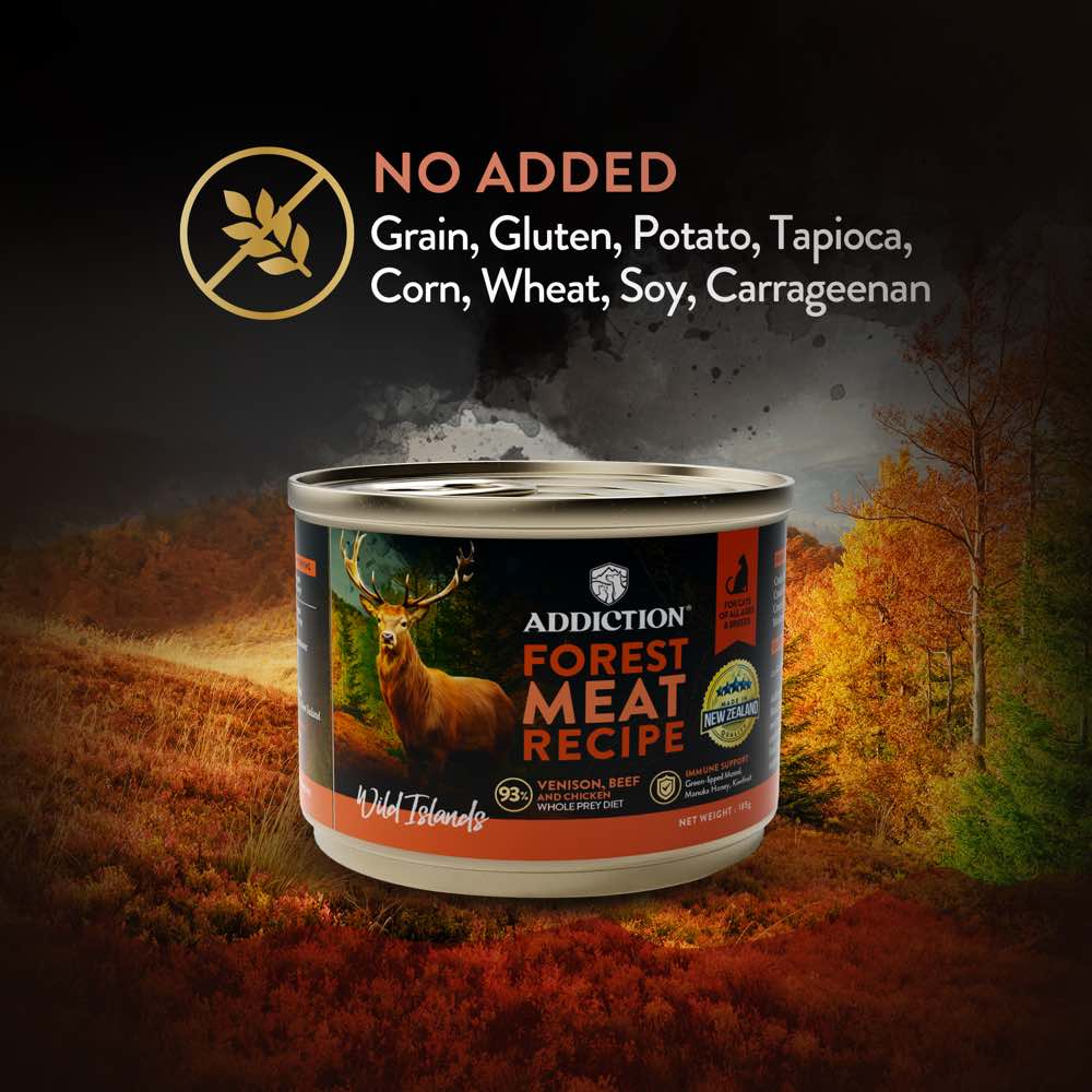 23% OFF: Addiction Wild Islands Forest Meat Venison, Beef & Chicken Grain-Free Canned Cat Food 185g