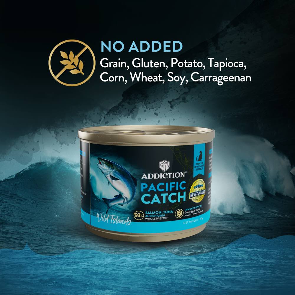 23% OFF: Addiction Wild Islands Pacific Catch Ocean Fish, Salmon, Chicken & Beef Grain-Free Canned Cat Food 185g