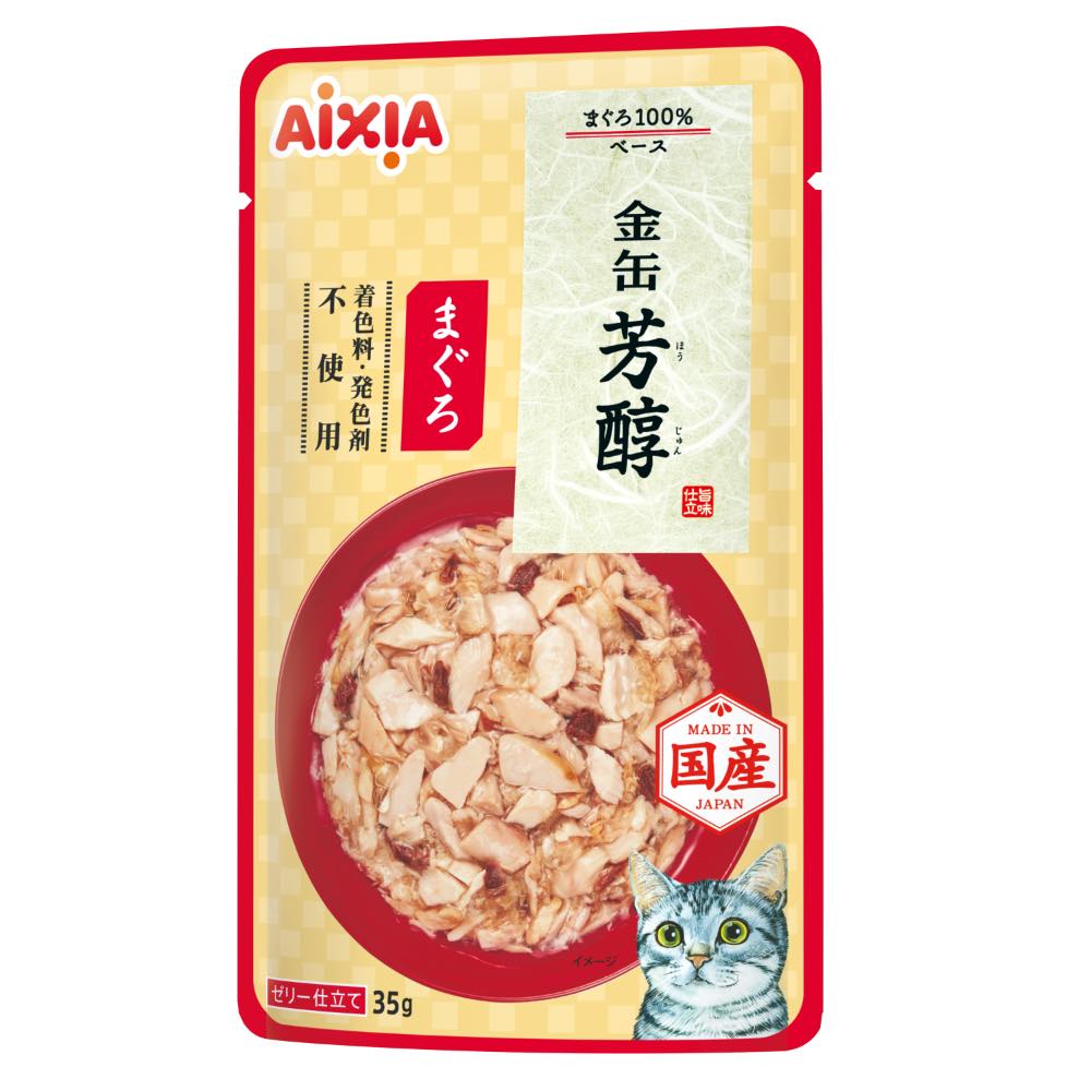 Aixia Kin-Can Rich Tuna Gravy Pouch Wet Cat Food 35g x 12