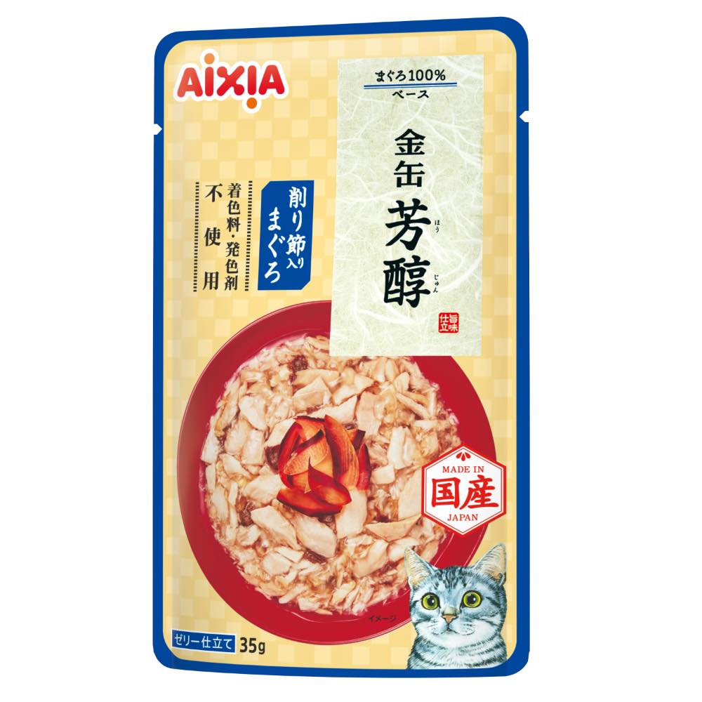 Aixia Kin-Can Tuna With Dried Skipjack Gravy Pouch Wet Cat Food 35g x 12