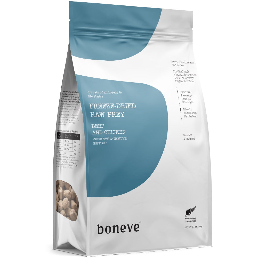 15% OFF: Boneve Beef & Chicken Digestive & Immune Support Grain-Free Freeze-Dried Raw Cat Food