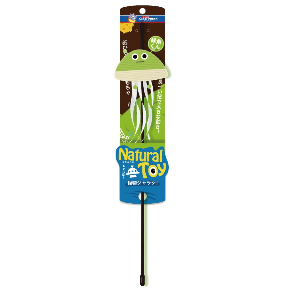 CattyMan Green Horn Monster Cat Stick Toy