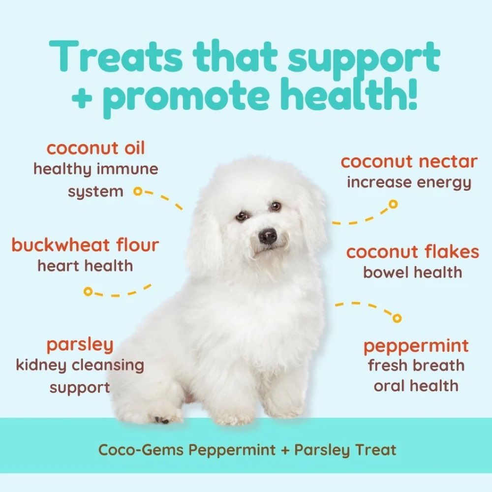 CocoTherapy Coco-Gems Peppermint + Parsley + Coconut Organic Grain-Free Dog Treats 5oz