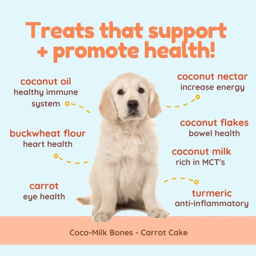 CocoTherapy Coco-Milk Bones Carrot Cake Organic Grain-Free Dog Treats 6oz