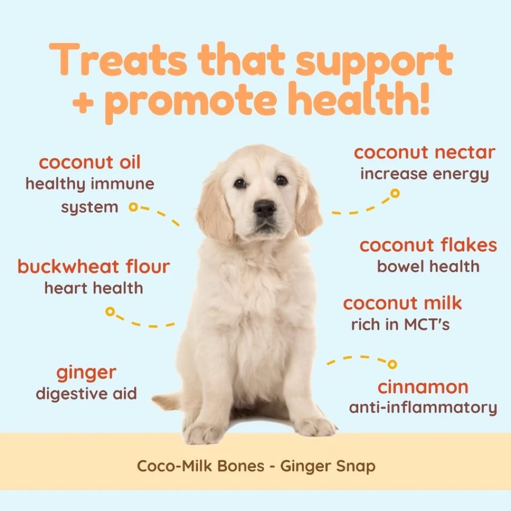 CocoTherapy Coco-Milk Bones Ginger Snaps Organic Grain-Free Dog Treats 6oz