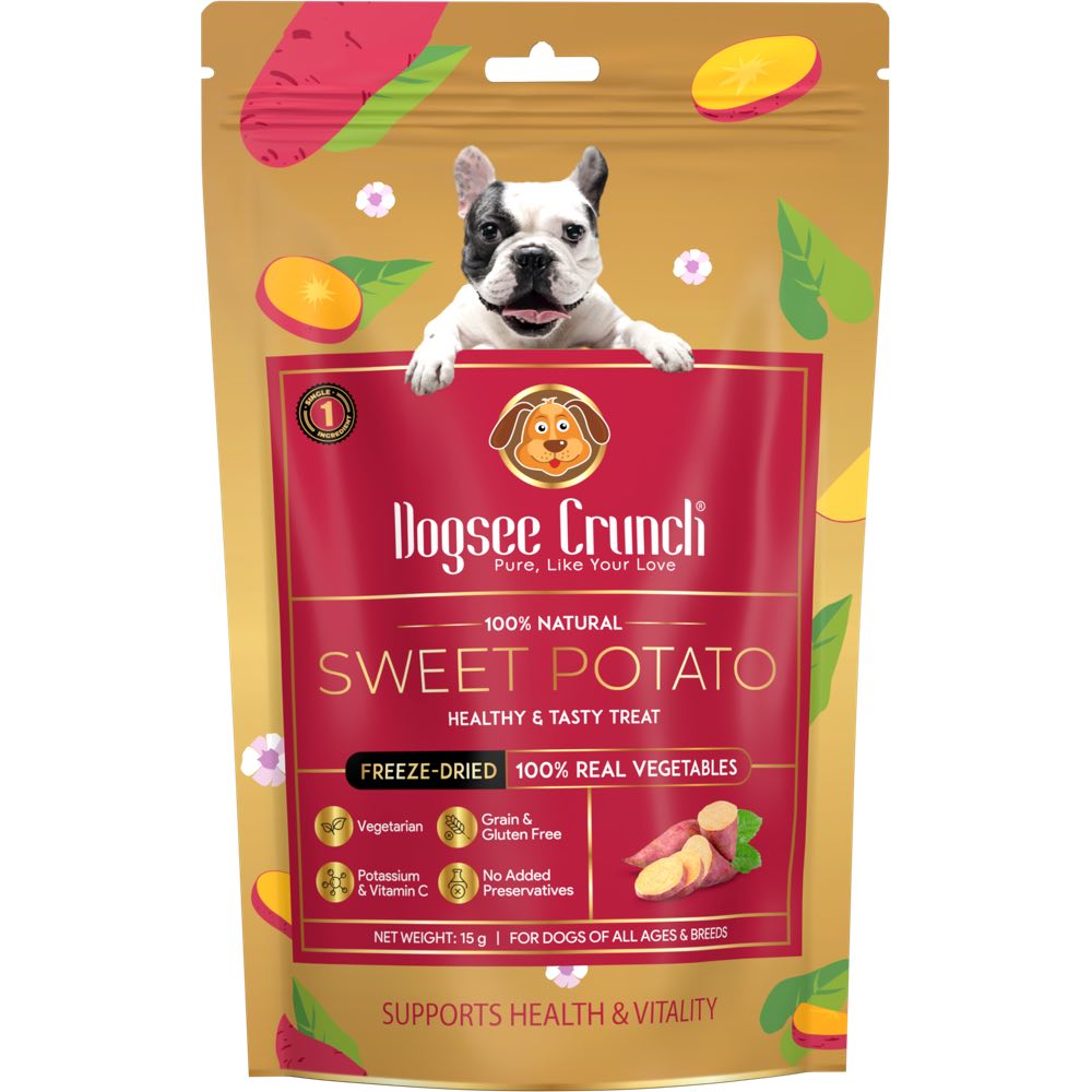 4 FOR $10 (Exp Feb25): Dogsee Crunch Sweet Potato Grain-Free Freeze-Dried Dog Treats 15g