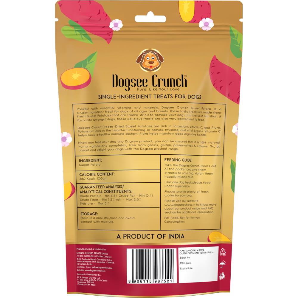 4 FOR $10 (Exp Feb25): Dogsee Crunch Sweet Potato Grain-Free Freeze-Dried Dog Treats 15g