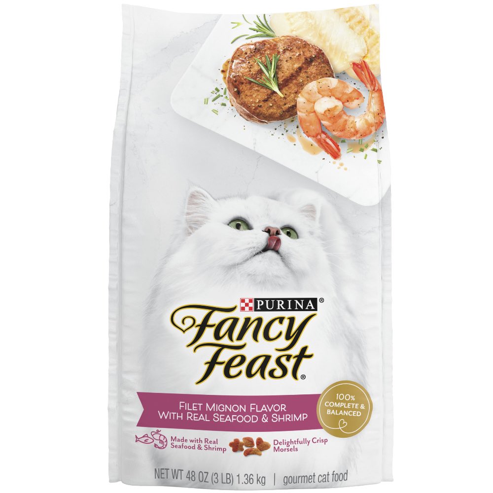 'BUNDLE DEAL': Fancy Feast Filet Mignon Flavor with Real Seafood & Shrimp Dry Cat Food