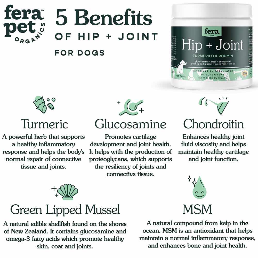 Fera Pets Hip + Joint Dog Supplement Chews 90ct