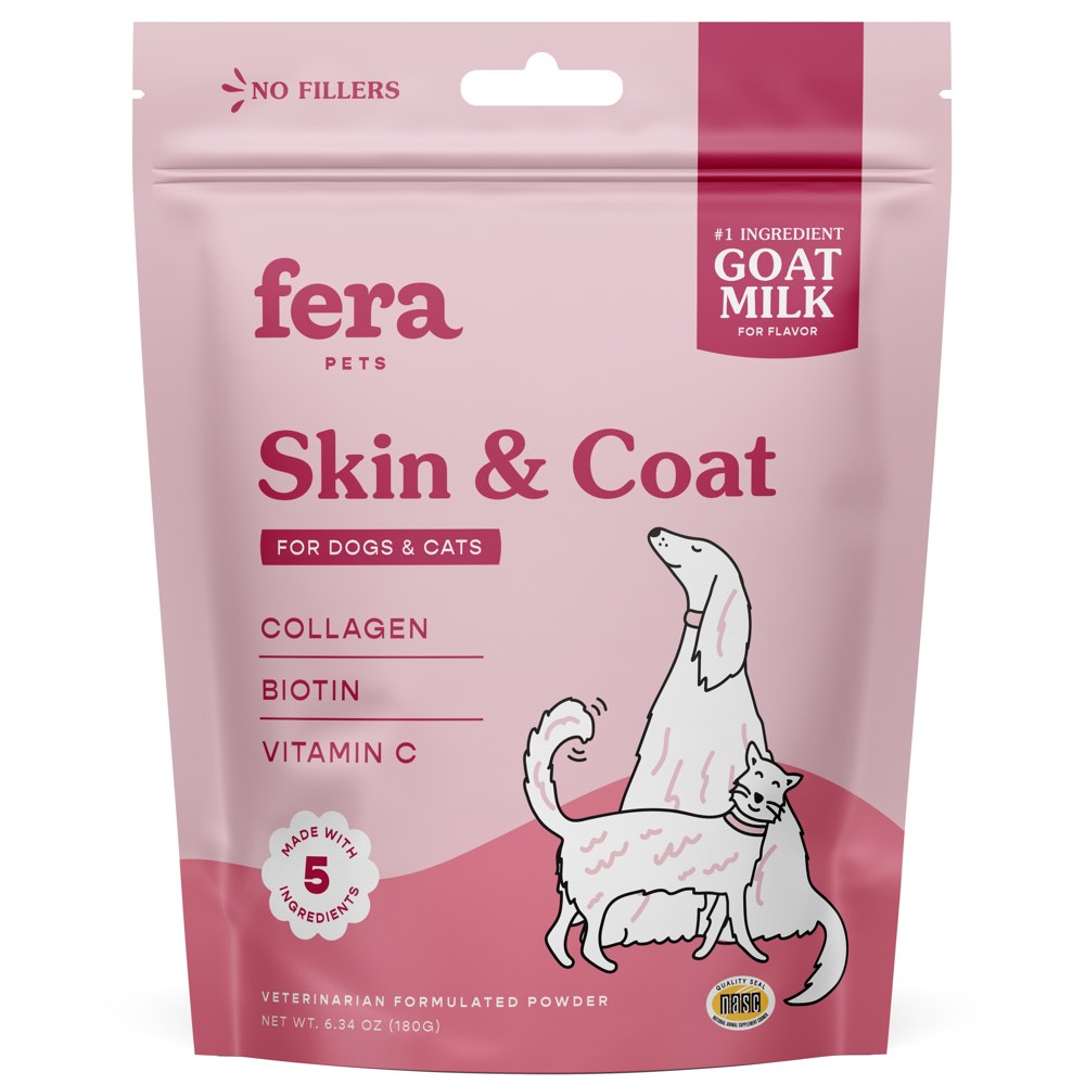 Fera Pets Skin & Coat Goat Milk Supplement Powder For Cats & Dogs 6.34oz