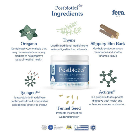 Fera Pets Organic Postbiotics Plus Supplement Powder For Cats & Dogs 2.12oz