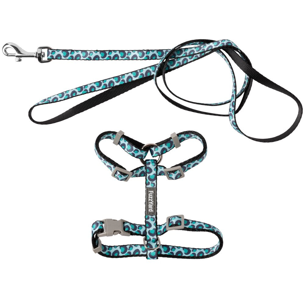 15% OFF: FuzzYard Cat Harness & Leash Walking Set (Wild One Aqua)