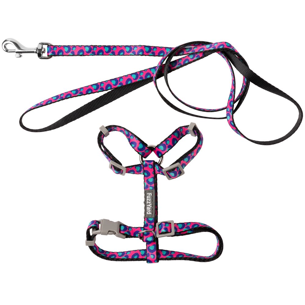 15% OFF: FuzzYard Cat Harness & Leash Walking Set (Wild One Bubblegum)