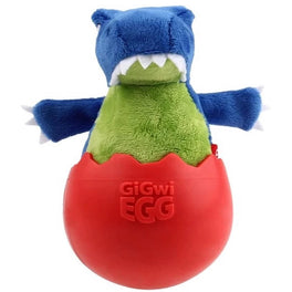 KOHE-VERSARY 8% OFF: GiGwi Egg Wobble TPR & Plush Dog Toy (Dino)