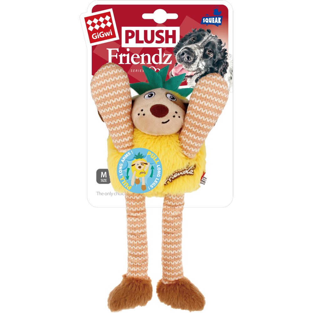 KOHE-VERSARY 8% OFF: GiGwi Plush Friendz Long Dog Toy (Pineapple Dog)