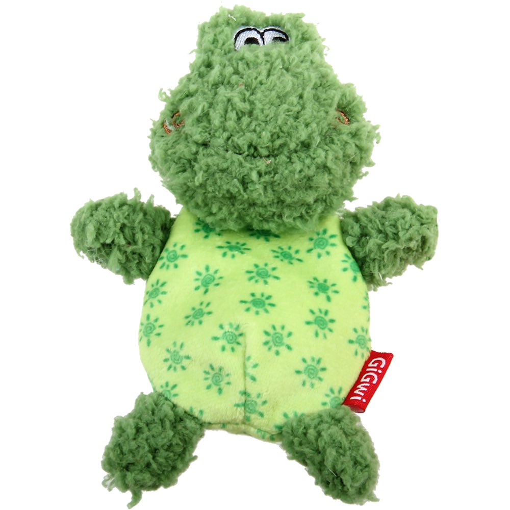 KOHE-VERSARY 8% OFF: GiGwi Plush Friendz Stuffing-Free With Refillable Squeaker Dog Toy (Frog)