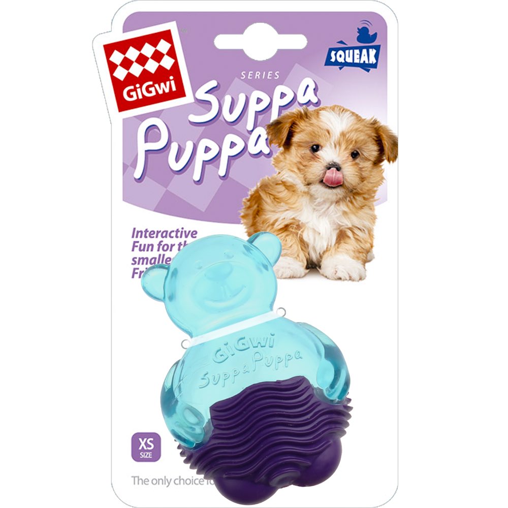 KOHE-VERSARY 8% OFF: GiGwi Suppa Puppa Bear TPR Dog Toy (Blue/Purple)