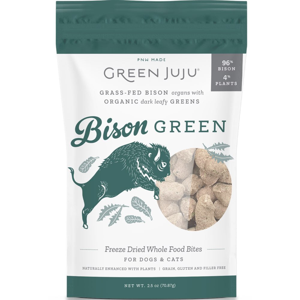 Green Juju Bison Green Grain-Free Freeze-Dried Raw Treats & Food Toppers For Cats & Dogs