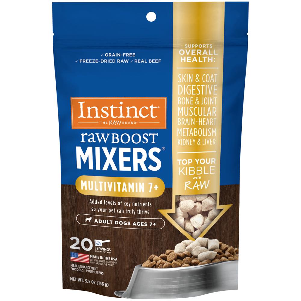 Instinct Raw Boost Mixers Multivitamin 7+ Beef Grain-Free Adult & Senior Freeze-Dried Raw Dog Food Topper 5.5oz (Exp 19Apr25)