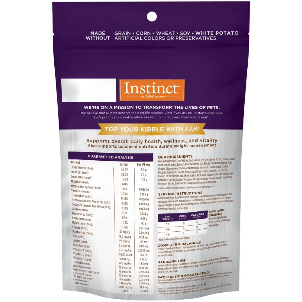 Instinct Raw Boost Mixers Multivitamin 7+ Beef Grain-Free Adult & Senior Freeze-Dried Raw Cat Food Topper 5.5oz