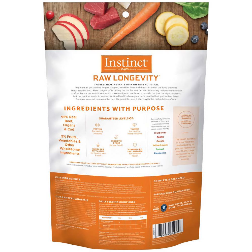 Instinct Raw Longevity Beef & Cod Grain-Free Adult Freeze-Dried Raw Cat Food 9.5oz