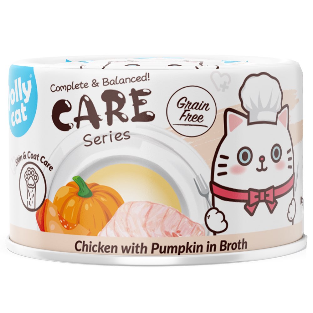 Jollycat Skin & Coat Care Chicken With Pumpkin In Broth Grain-Free Canned Cat Food 80g