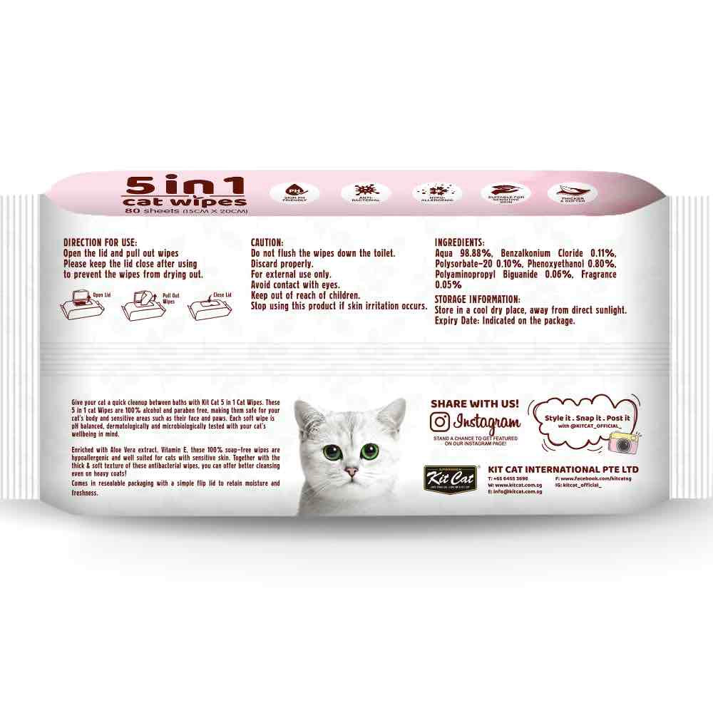 4 FOR $15: Kit Cat 5-in-1 Unscented Cat Wipes 80pcs